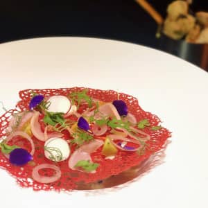 Ceviche with Red Tuille